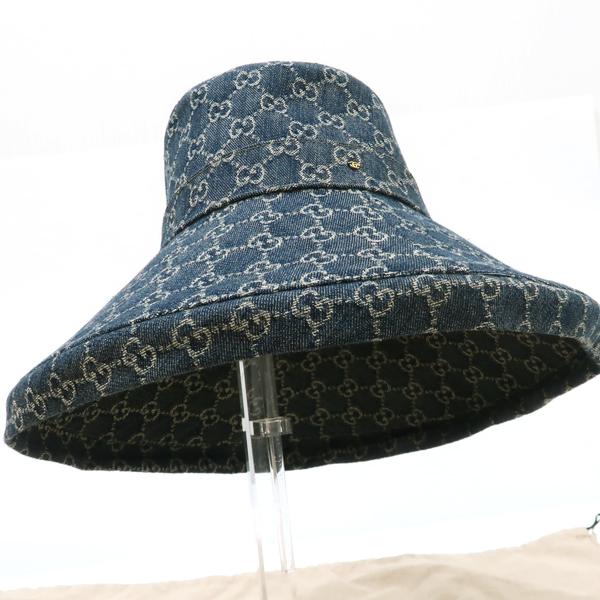 GUCCI グッチ 631958 エコ ウォッシュド デニム ワイド ブリム GUCCI グッチ 631958 エコ ウォッシュド デニム ワイド ブリム