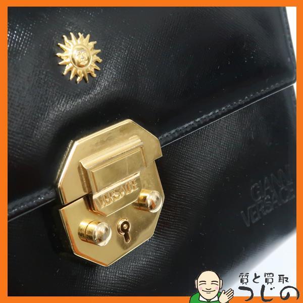 GIANNI VERSACE】ハンドバッグトップハンドル太陽神ブラック