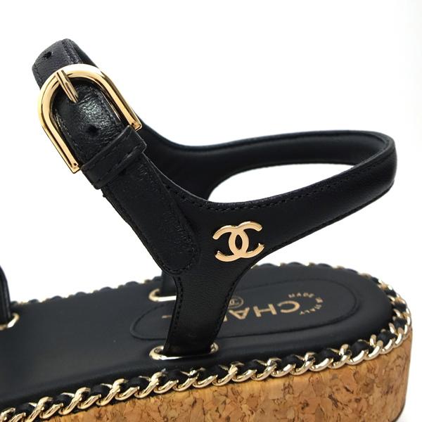 CHANEL サンダル Sandals チェーンストラップ G35779 #35 22cm ココ 