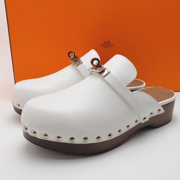 HERMES（エルメス） カルロッタ 美品 35 22cm ホワイト ミュール
