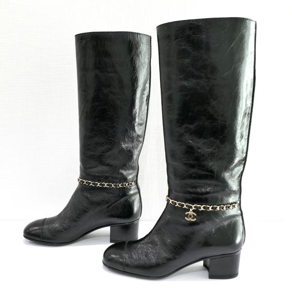 CHANEL ロングブーツ HIGH BOOTS G35006 #35.5 22.5cm ココマーク