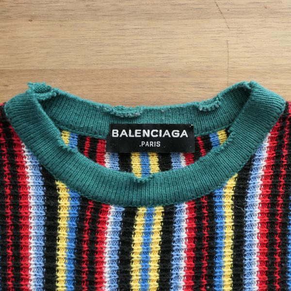 BALENCIAGA セーター Lサイズ マルチストライプ ニット メンズ BALENCIAGA セーター Lサイズ マルチストライプ ニット メンズ