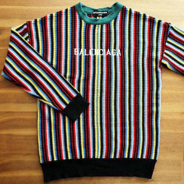 BALENCIAGA セーター Lサイズ マルチストライプ ニット メンズ BALENCIAGA セーター Lサイズ マルチストライプ ニット メンズ