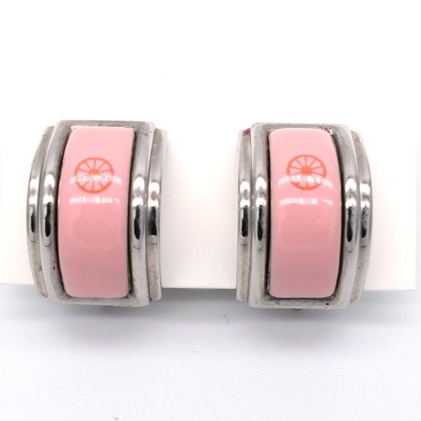 HERMES（エルメス） エマイユ イヤリング 七宝焼き 馬車 車輪 ピンク