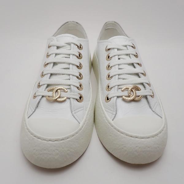 CHANEL スニーカー サイズ35 22cm相当 ホワイト 24P ココ G45560 CHANEL スニーカー サイズ35 22cm相当 ホワイト 24P ココ G45560