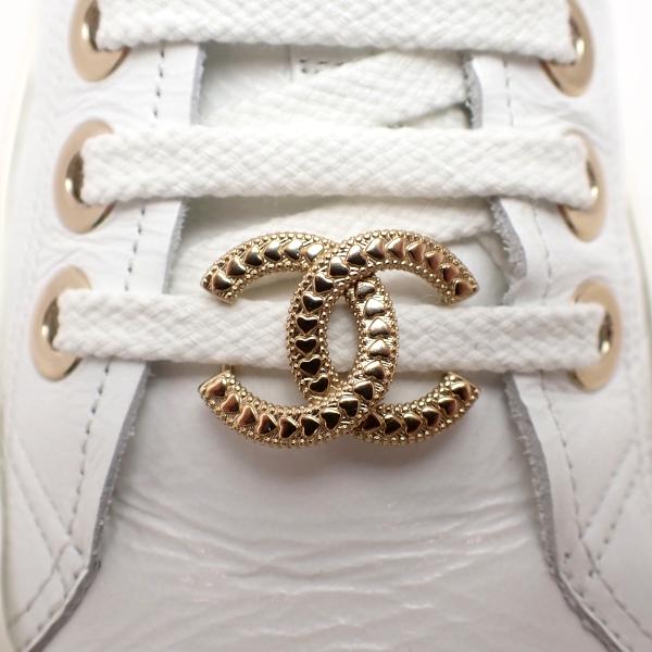 CHANEL スニーカー サイズ35 22cm相当 ホワイト 24P ココ G45560 CHANEL スニーカー サイズ35 22cm相当 ホワイト 24P ココ G45560