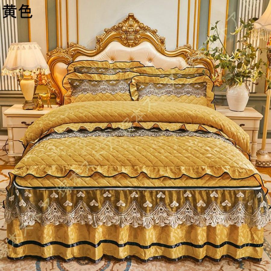 花柄レース 寝具カバーセット 4点セット セミダブル 寝具カバー ベッドカバー 掛け布団カバー ベッドスカート ウォッシャブル おしゃれ ロマンティック ブルー_11