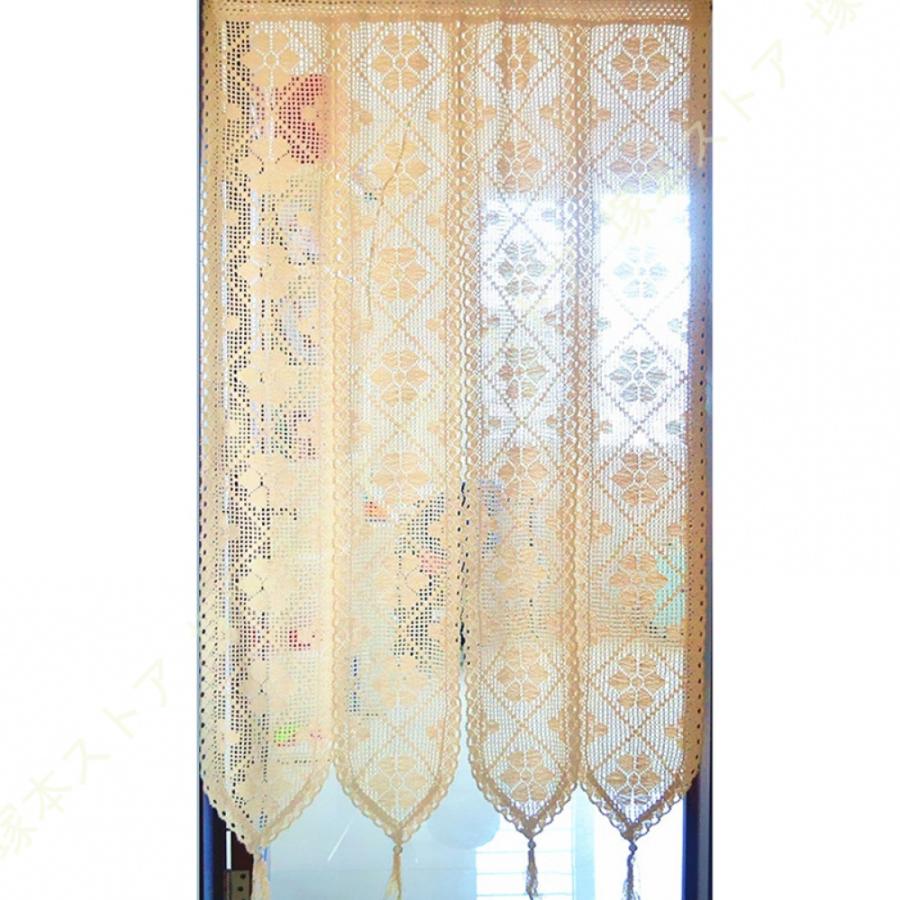 のれん 4つ割れ 通気性 風通し アンティーク風レースのれん おしゃれ 暖簾 花柄 モダン 家の装飾 ドアカーテン 玄関カーテン きれい パーテーション カーテン_4