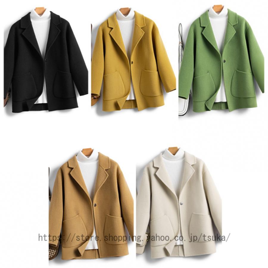 コート ジャケット ステンカラーコート ウール レディース 長袖 テーラードジャケット ショートャケット 前開 ウールコート ショート丈 ピーコート コート ジャケット ステンカラーコート ウール レディース 長袖