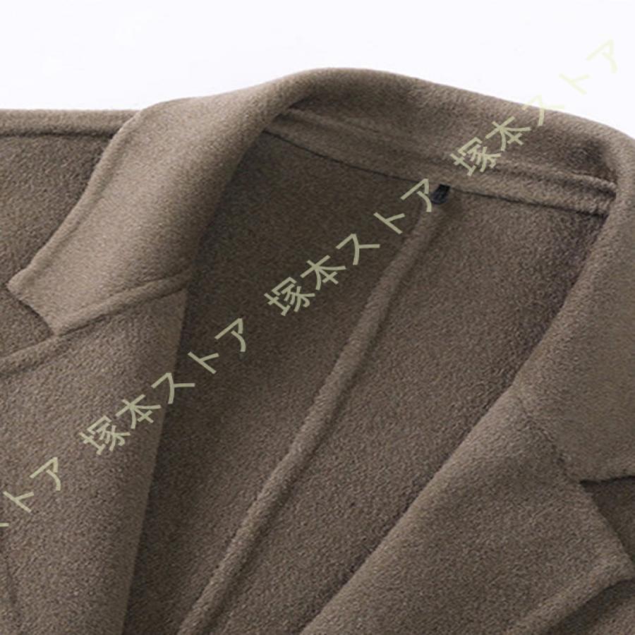 冬服 メンズ ロングジャケット チェスターコート 大きいサイズ ウール 無地 秋冬 ビジネス カジュアル 暖かい 紳士服 冬コート 膝下丈 厚手 防寒着 ロング丈_15