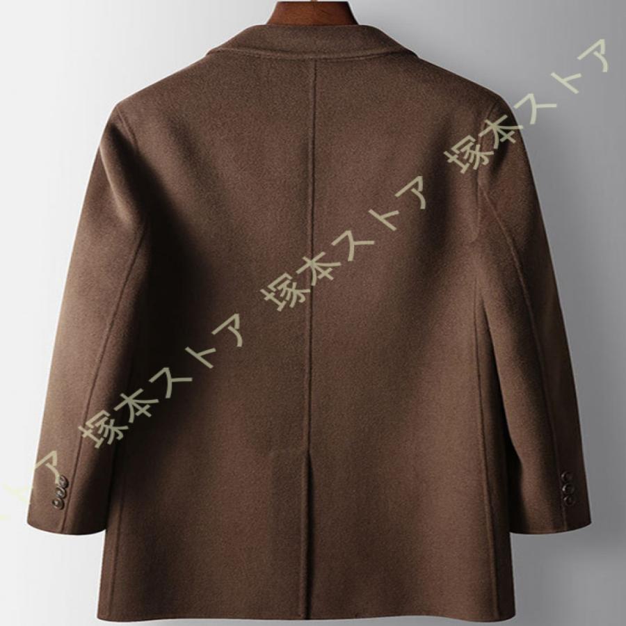 チェスターコート ステンカラーコート ロング丈 メンズ 秋冬 あったかい 紳士服 膝下 ポケット ゆったり 大きいサイズ ラシャ メルトンコート ジャケット 無地_21