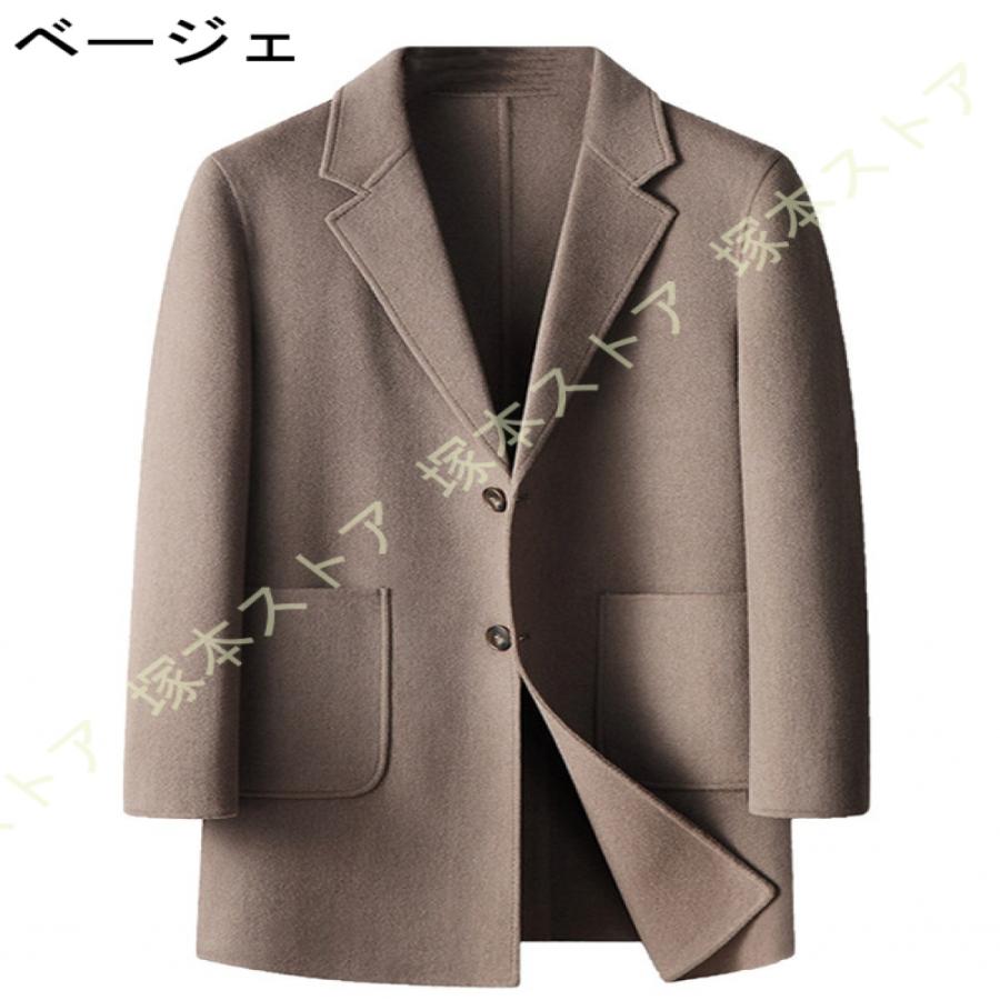 チェスターコート ステンカラーコート ロング丈 メンズ 秋冬 あったかい 紳士服 膝下 ポケット ゆったり 大きいサイズ ラシャ メルトンコート ジャケット 無地_5