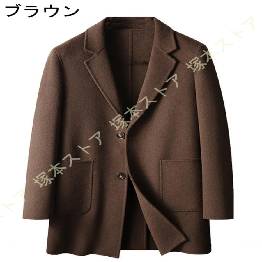 チェスターコート ステンカラーコート ロング丈 メンズ 秋冬 あったかい 紳士服 膝下 ポケット ゆったり 大きいサイズ ラシャ メルトンコート ジャケット 無地_7