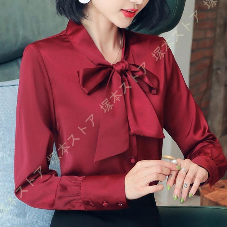 シャツ ブラウス シフォン レディース トップス vネック パール 長袖 ファッション 爽やか 上品 女性らしい おしゃれ タック エレガント 大人 着痩せ