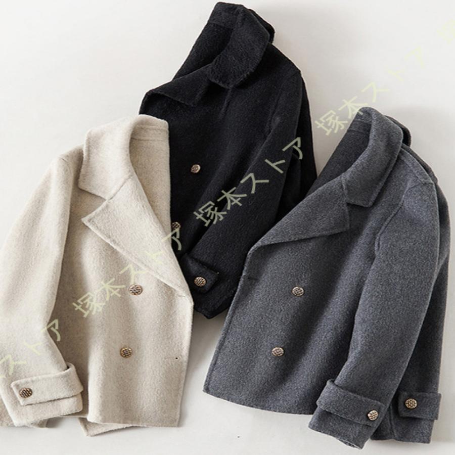 ショートコート レディース ウール ステンカラーコート ジャケット