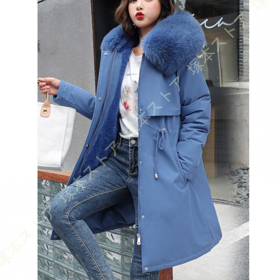 ファーコート レディース 厚手 ダウン コート 秋冬春 軽量 フード付き