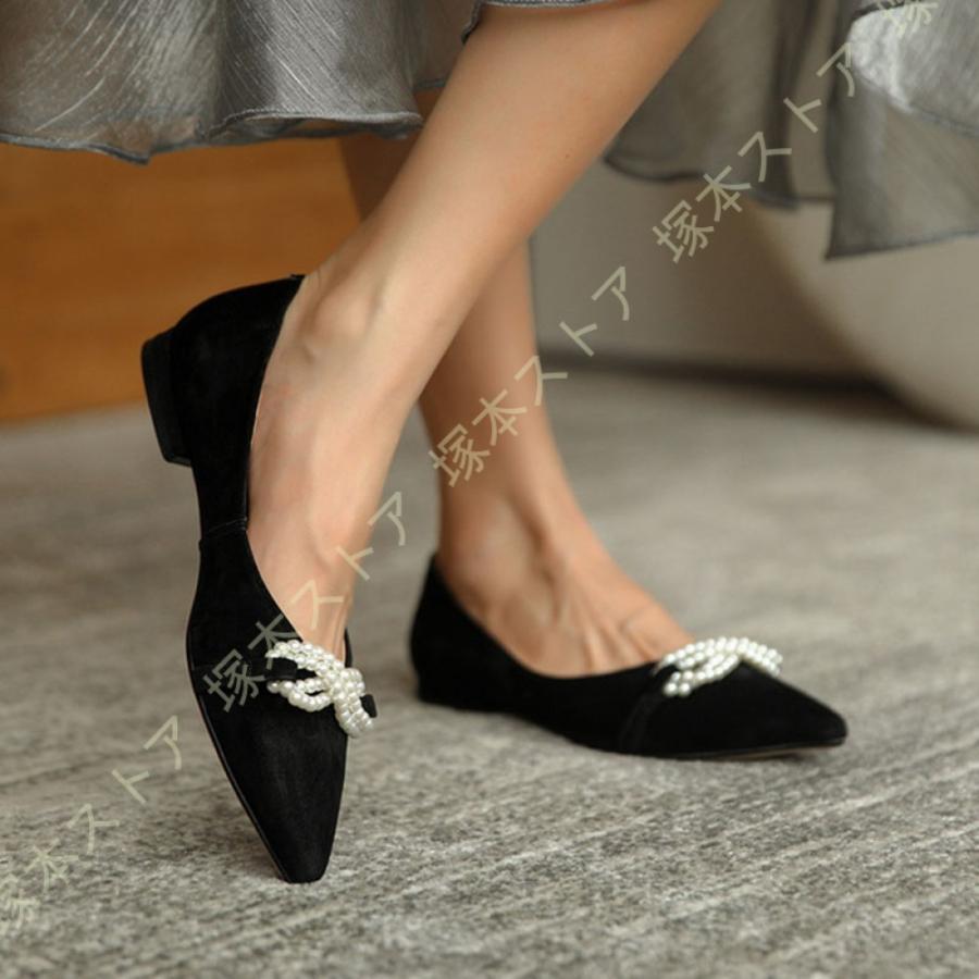 フラットシューズ リボン パンプス ローヒール 結婚式 靴 黒 フラットシューズ リボン パンプス ローヒール 結婚式 靴 黒 フラットパンプス おしゃれ バレエシューズ フラット シューズ ポインテッドトゥ スエード Multipard Com