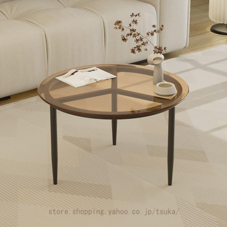 ローテーブル ガラス センターテーブル 丸 ガラステーブル リビング