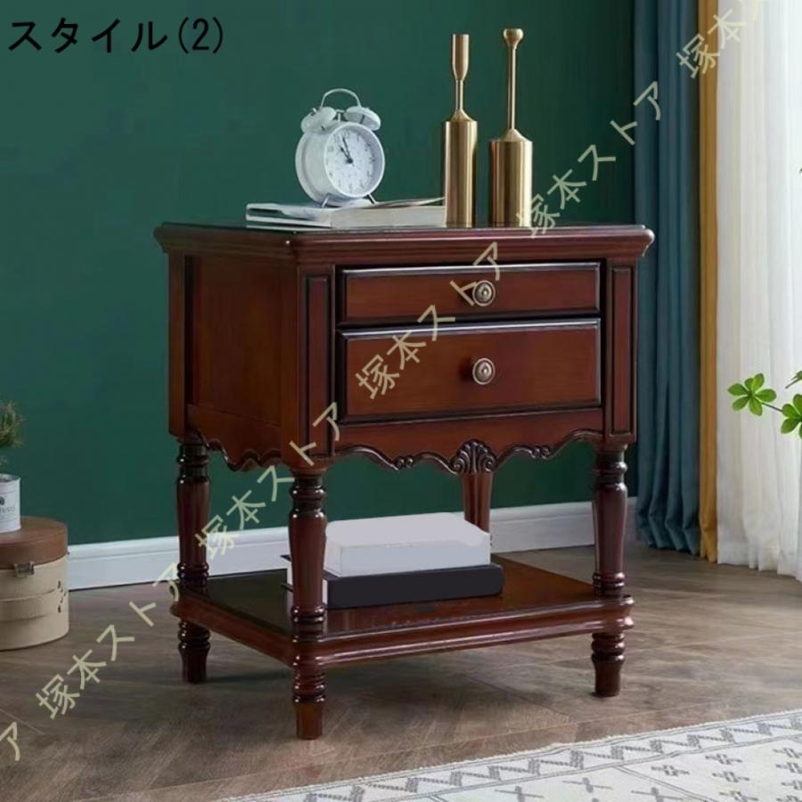 サイドテーブル 木製 レトロ おしゃれ 花瓶台 玄関 電話台 引き出し