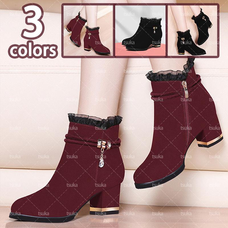 取引市場 レディース レインシューズ ショートブーツ 無地 大きいサイズ ファスナー レインブーツ 梅雨 雨靴 チャンキーヒール ハイヒール 快適 防水 耐滑 歩きやすい 産直商品 Www Superavila Com