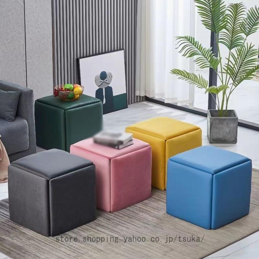 八6679【未使用品】5in1 スツールチェア　5色 5脚の椅子を1つに収納 用途によって使い分けできるコンビネーション