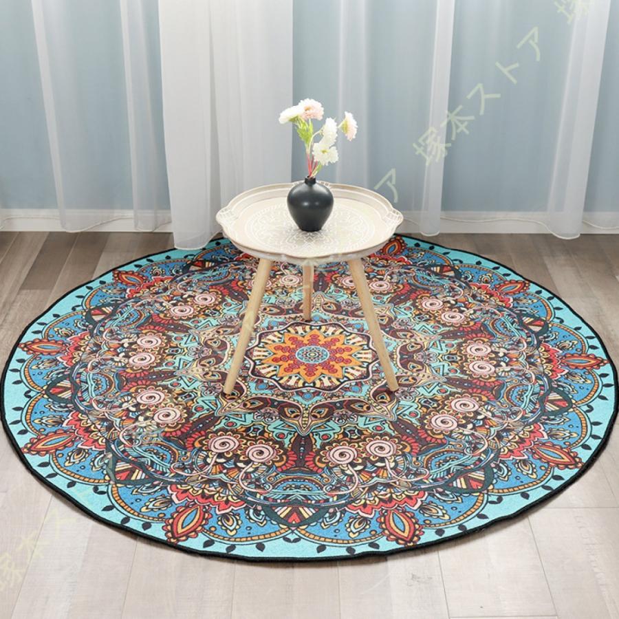中国風ラウンドカーペット 豪華刺繍風 花蝶図柄 円形絨毯 ラグマット 室内装飾 ラウンドカーペット 花蝶デザイン 円形絨毯 ラグマット 室内装飾玄関