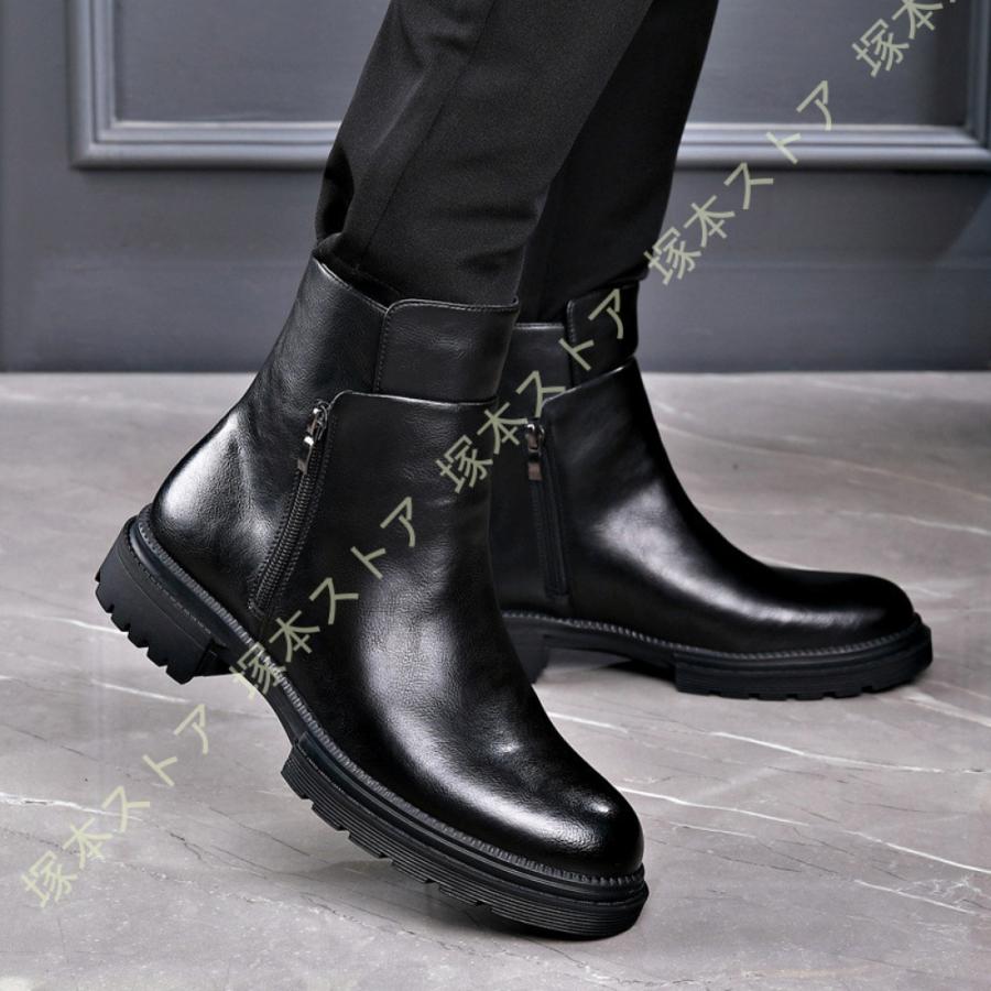 ✨未使用級✨ グッチ メンズ サイドジップ ブラック レザー ショートブーツ GUCCI（グッチ） サイドジップブーツ GG金具 ブラック系 メンズ