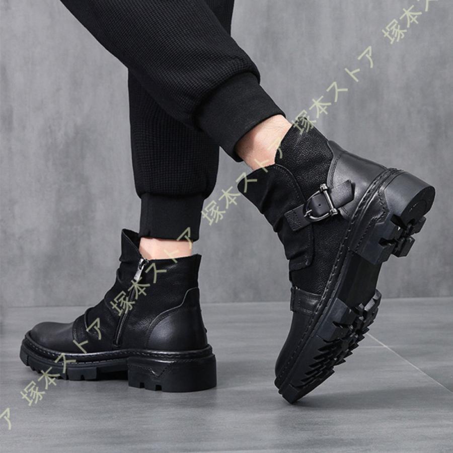 ドレープ ブーツ メンズ エンジニア BOOTS サイドジッパー ショート 本