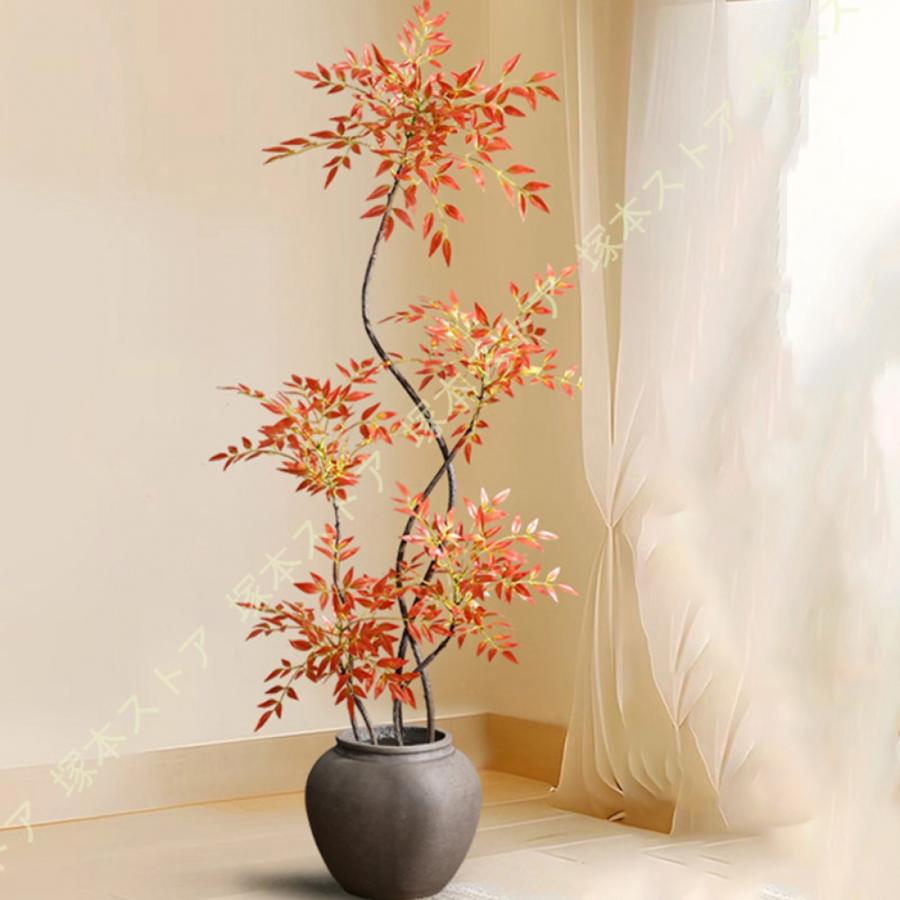 ナンテンの木 人工観葉植物 大型 南天竹 鉢付き おしゃれ 長持ち