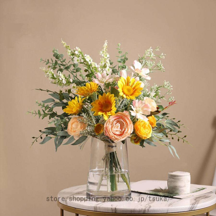 北欧 造花 インテリア 卓上 花瓶付き リアル フェイクフラワー オフィス 喫茶店 店舗 装飾 枯れない 世話不要 リビング/玄関/窓際/寝室装飾 新築 退職 贈り物 | 