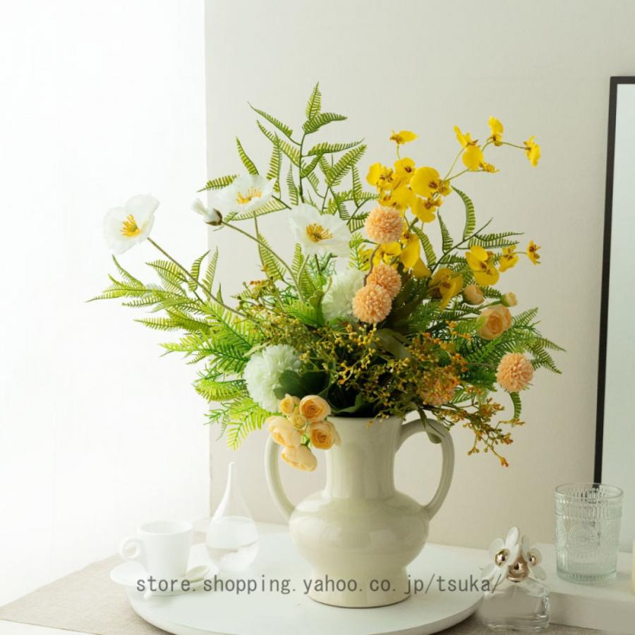 花瓶付き 花器 北欧 おしゃれ 造花 インテリア 家の装飾 プレゼント ギフト 造花セット 水やり不要 枯れない アートフラワー 観賞植物 リビング 玄関 テレビ台 | 