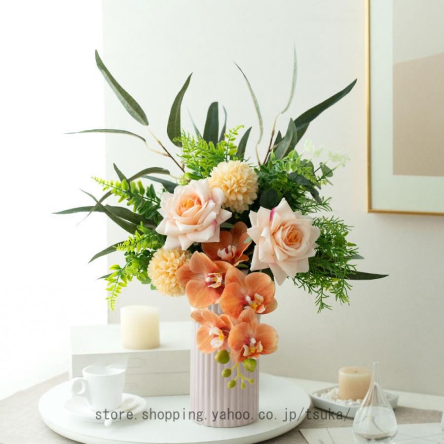 造花 胡蝶蘭 薔薇 花瓶付き 観葉植物 本物にそっくり 美しい プレゼント お祝いに 結婚式 リビング ベランダ 玄関 喫茶店 置物 枯れない花 お部屋が明るくなる | 