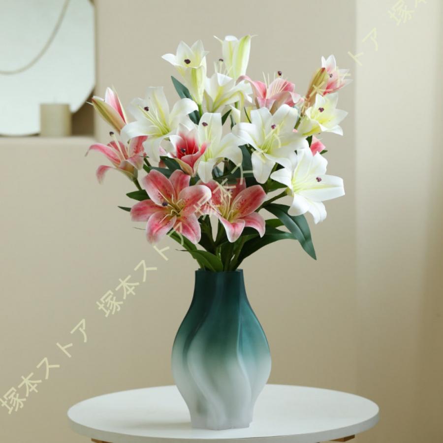 造花 アートフラワー 枯れない花 花瓶付き 百合 インテリア フェイク