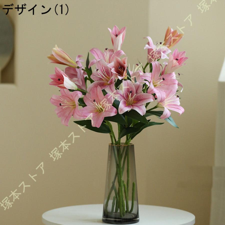 造花 アートフラワー 枯れない花 花瓶付き 百合 インテリア フェイク