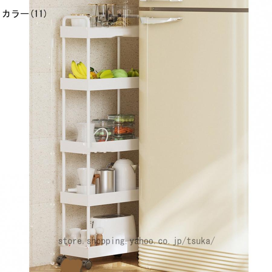 キッチンワゴン 隙間収納 スリム 多機能 小物 食品 調味料 キャスター付き 組立簡単 浴室 台所 冷蔵庫横 ブラック 移動式 ホワイト収納ラック_23