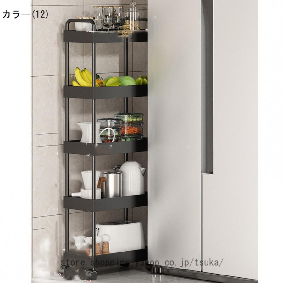キッチンワゴン 隙間収納 スリム 多機能 小物 食品 調味料 キャスター付き 組立簡単 浴室 台所 冷蔵庫横 ブラック 移動式 ホワイト収納ラック_24