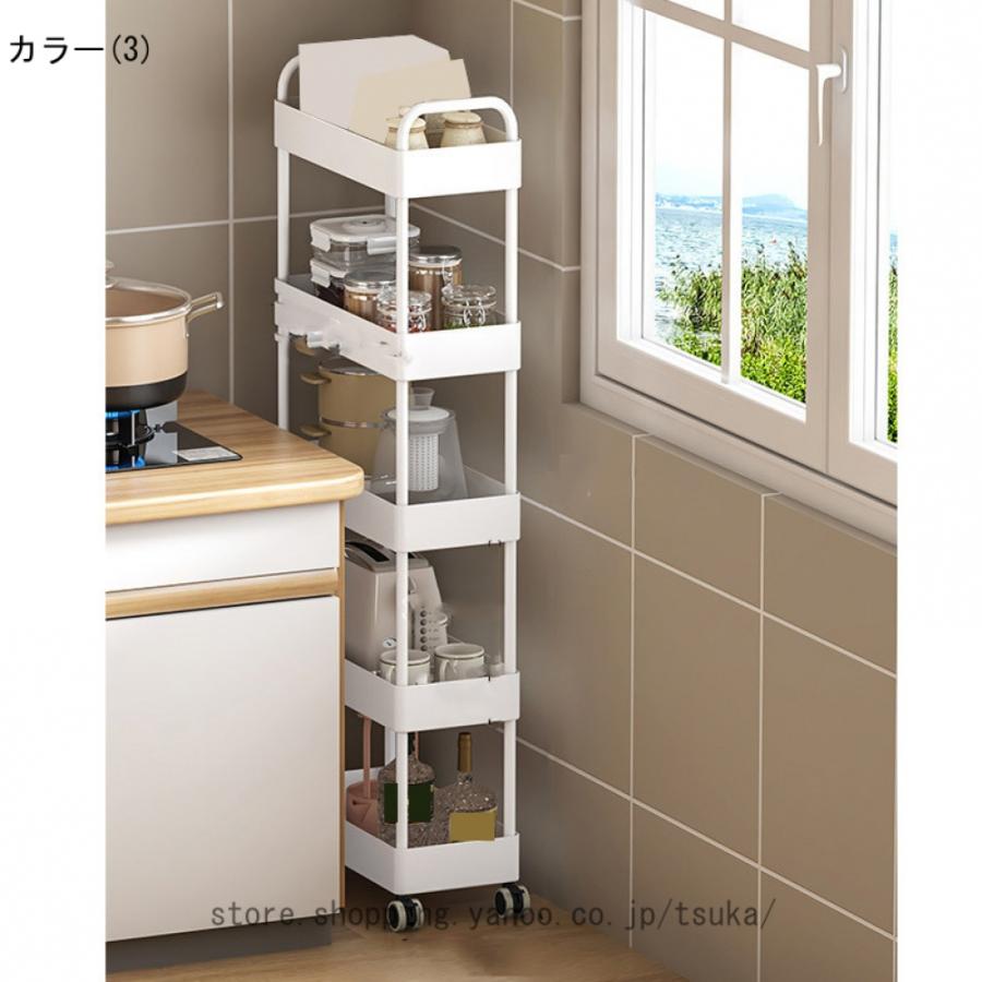 キッチンワゴン 隙間収納 スリム 多機能 小物 食品 調味料 キャスター付き 組立簡単 浴室 台所 冷蔵庫横 ブラック 移動式 ホワイト収納ラック_15