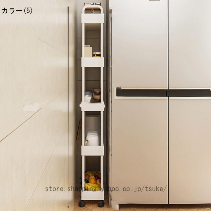 キッチンワゴン 隙間収納 スリム 多機能 小物 食品 調味料 キャスター付き 組立簡単 浴室 台所 冷蔵庫横 ブラック 移動式 ホワイト収納ラック_17
