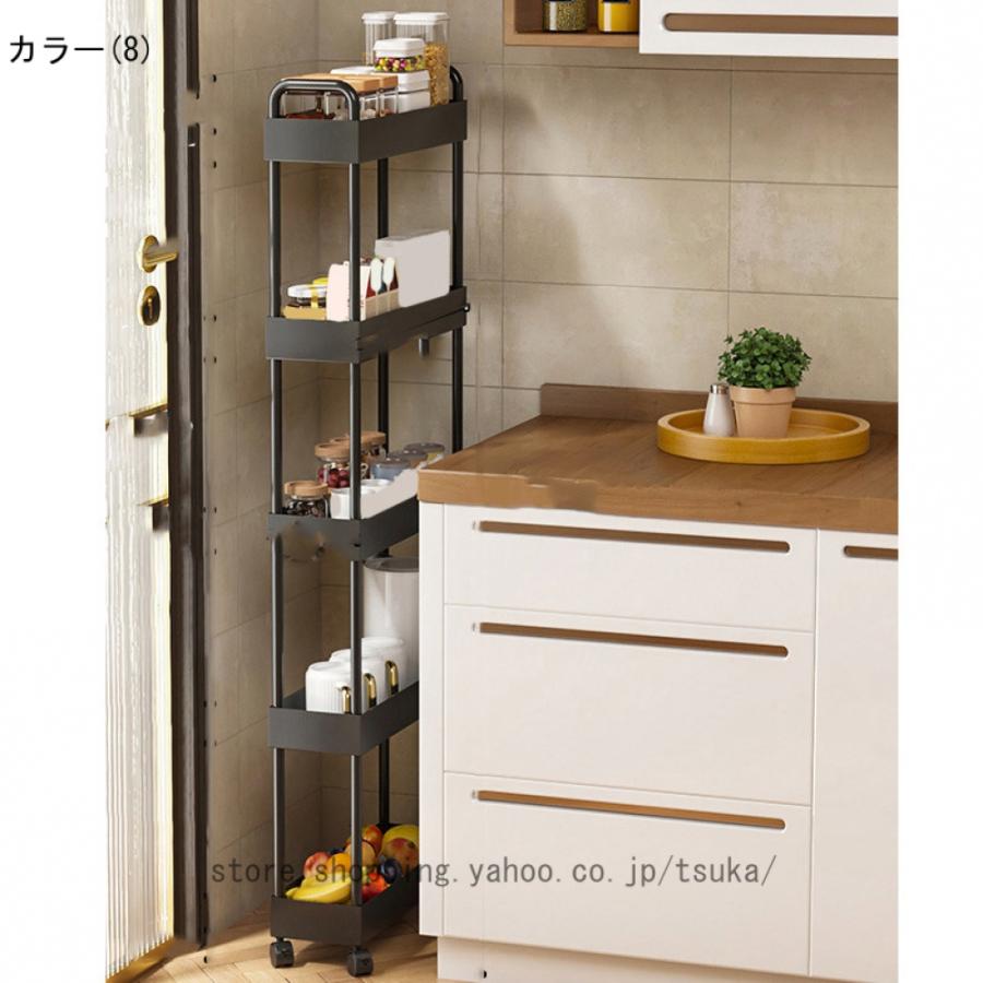 キッチンワゴン 隙間収納 スリム 多機能 小物 食品 調味料 キャスター付き 組立簡単 浴室 台所 冷蔵庫横 ブラック 移動式 ホワイト収納ラック_20