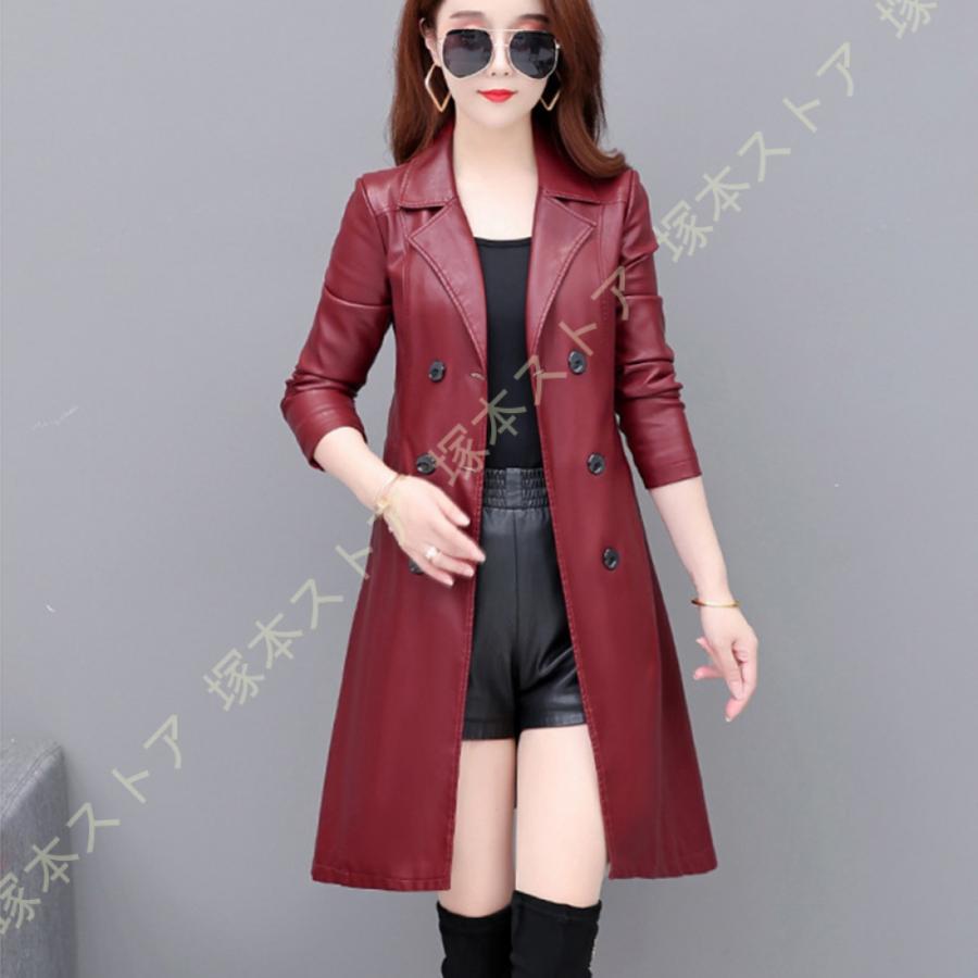レディース チェスターコート 春服 ロングコート 長袖 レザー PU レディース チェスターコート 春服 ロングコート 長袖 レザー PU