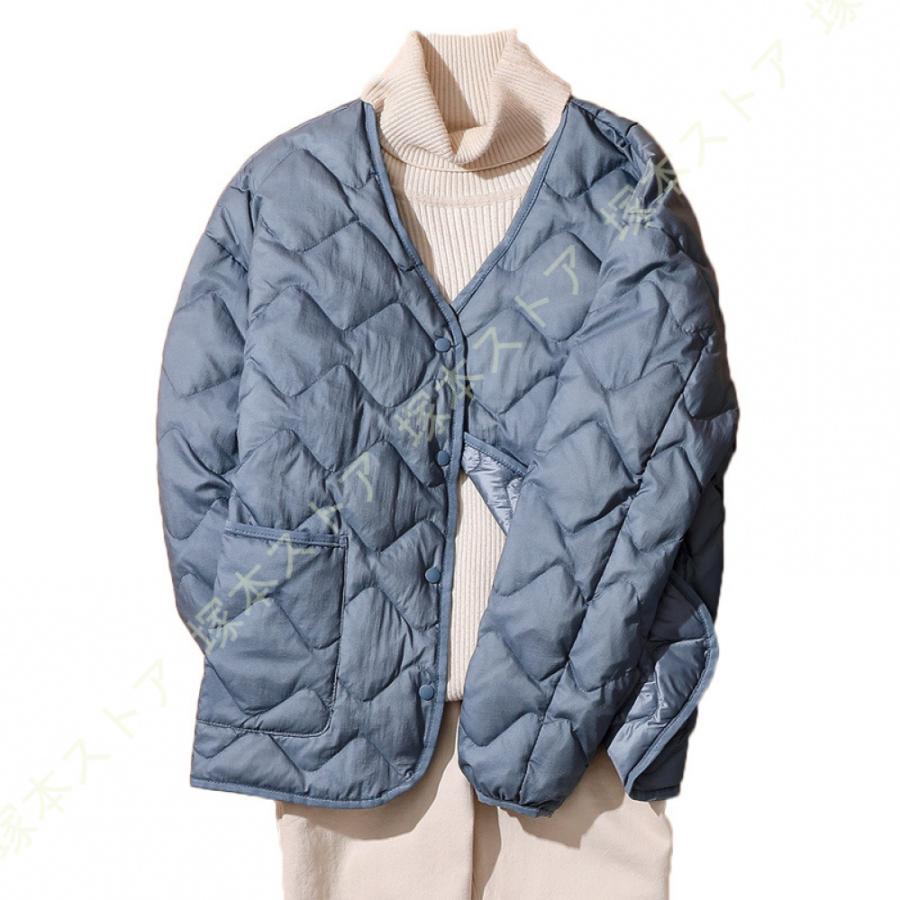 薄い インナーダウン 丸首 レディース ダウンジャケット V