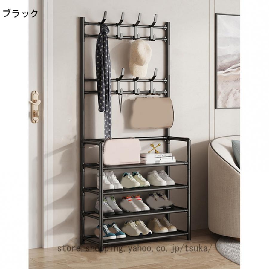 シューズラック 靴棚 フック付き 安定して耐久性があります，スタッキング 廊下ベッドルーム リビングルーム 入り口に適しています シューズラック 靴棚_3