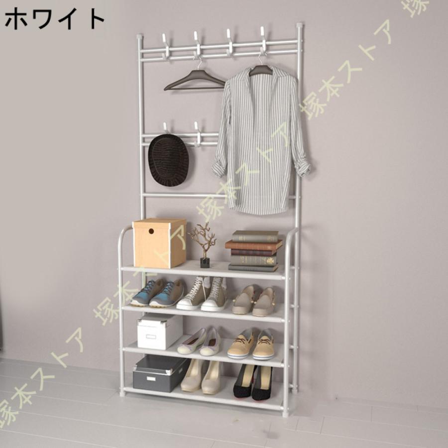 シューズラック 4段 靴収納 省スペース 幅60/80cm シューズラックスリム 帽子収納 キャップ かばんかけ シューズボックス スリム 玄関に靴を効率収納 靴入れの画像