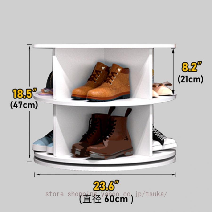 シューズラック 靴 収納 省スペース 2段/4段/5段/6段/7段/8段 直径60cm 玄関棚 スリッパラック 帽子収納 キャップ かばんかけ 靴棚 おしゃれ ラック付きの画像