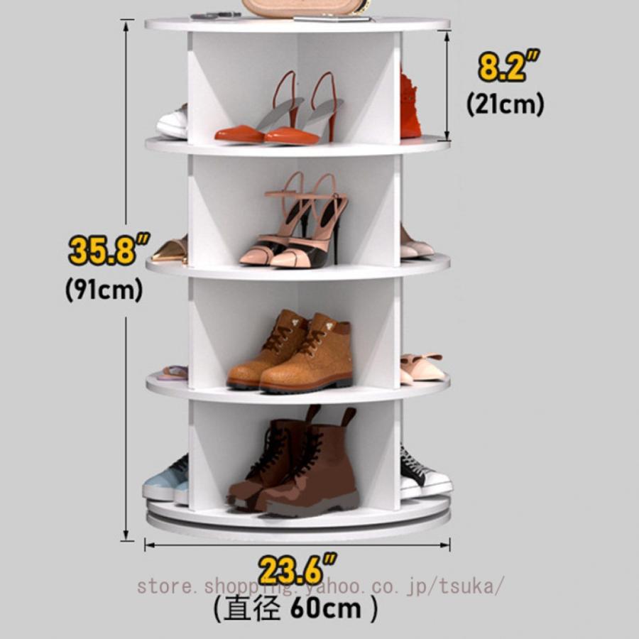 シューズラック 靴 収納 省スペース 2段/4段/5段/6段/7段/8段 直径60cm 玄関棚 スリッパラック 帽子収納 キャップ かばんかけ 靴棚 おしゃれ ラック付きの画像