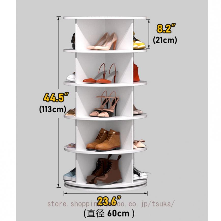 シューズラック 靴 収納 省スペース 2段/4段/5段/6段/7段/8段 直径60cm 玄関棚 スリッパラック 帽子収納 キャップ かばんかけ 靴棚 おしゃれ ラック付きの画像