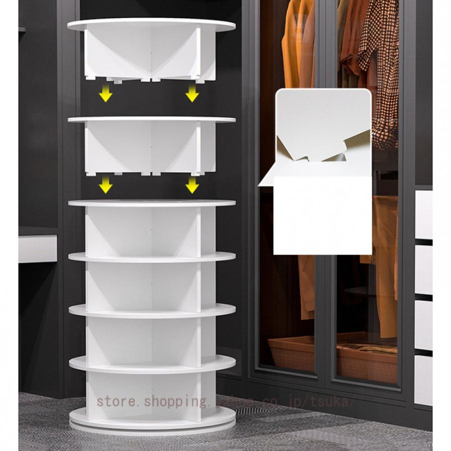 シューズラック 靴 収納 省スペース 2段/4段/5段/6段/7段/8段 直径60cm 玄関棚 スリッパラック 帽子収納 キャップ かばんかけ 靴棚 おしゃれ ラック付きの画像