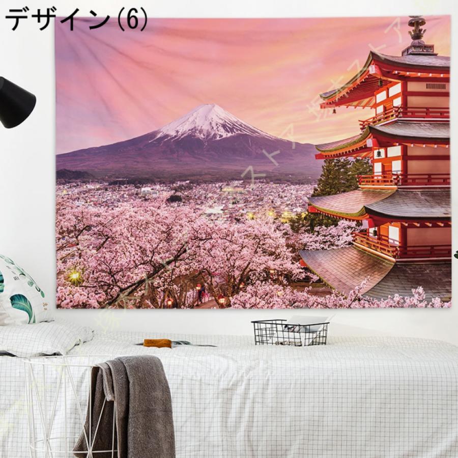 富士山タペストリー 壁掛け 紅葉 湖風景 インテリア 布ポスター 大判