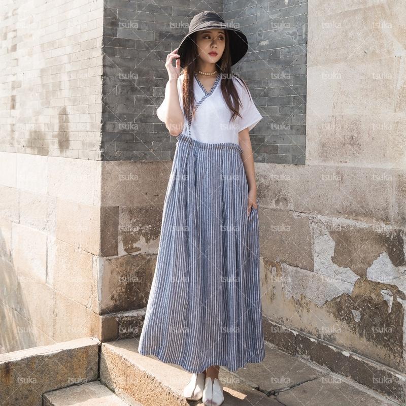 レディース マキシワンピ リゾート 半袖 ストライプ マキシ丈 春夏 ワンピース リネン エスニック ロング丈 夏ワンピース ロングドレス フレア 夏服 691 Eku Ndnyt 塚本ストア 通販 Yahoo ショッピング