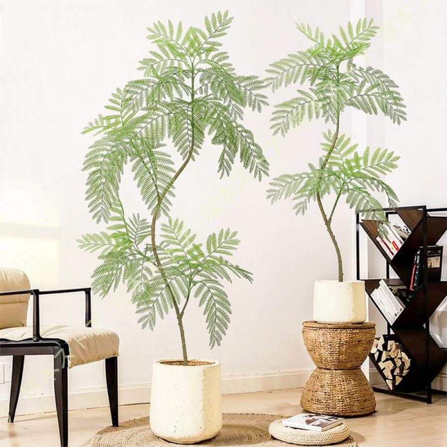 フェイクグリーン インテリア イミテーション 人工 観葉植物 鉢植え 癒し 造花 水やり不要 ジャカランダの木 熱帯植物 葉 緑 ホーム オフィス ベランダ（Yahoo!・塚本ストア）